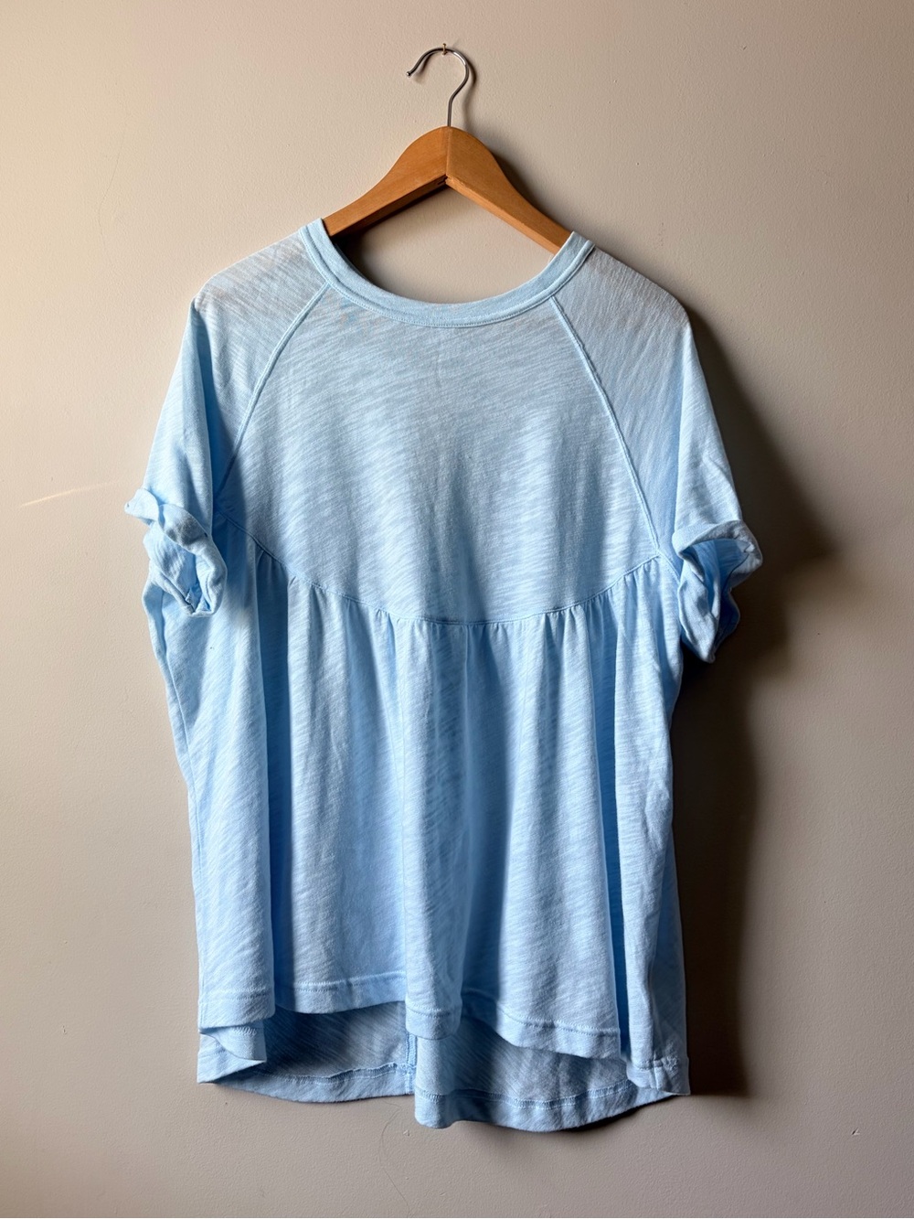 American Eagle Light Blue Short Sleeve Babydoll Tee